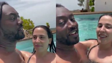 Photo of Pappy Kojo Is In Love; Shows His Romantic Moment With A White Lady In A Swimming Pool (Watch Video)