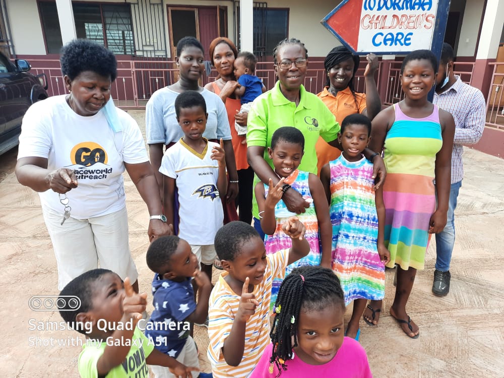 GraceWorld Foundation with kids at Dormaa Children's Home