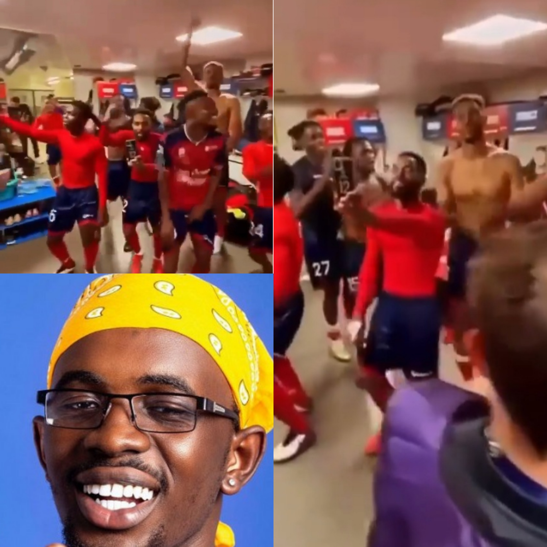 Clermont Foot 63 Football Club players jubilating with Black Sherif's Second Sermon song