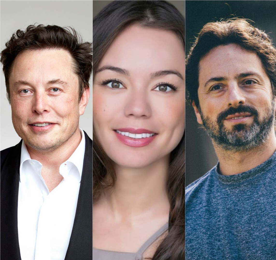 Elon Musk, Nicole Shanahan and Sergey Brin