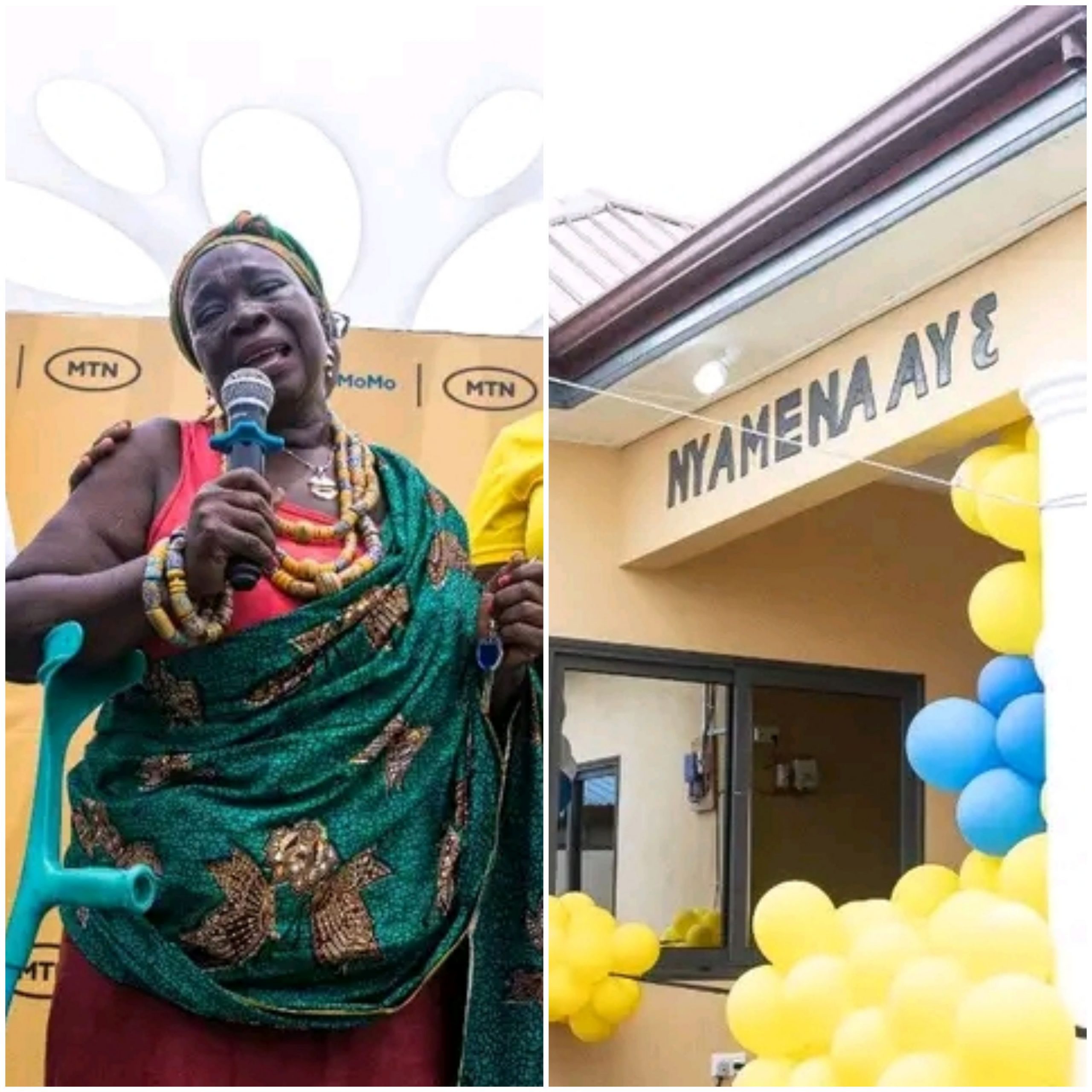 Madam Rita - the Woman who acted MTN MoMo first TV commercial gets house from MTN Ghana