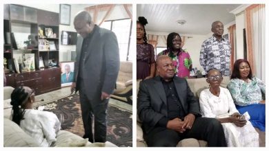Photo of Photos: Former President John Mahama Pays A Visit To Veteran Ghanaian Actress, Grace Nortey