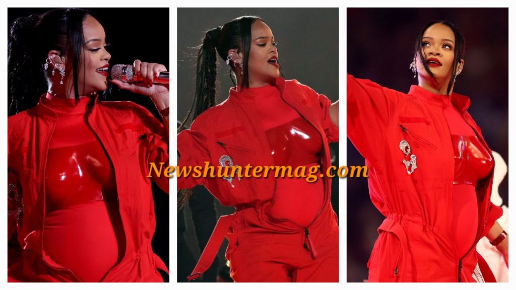 Rihanna performing at Apple Music Super Bowl LVII Halftime Show