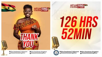 Afua Asantewaa Aduonum completes sing-a-thon by singing 126 hours, 52 minutes